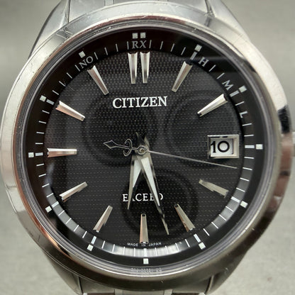 Citizen Eco-Drive Exceed Watch Men 37mm Black Dial Titanium Atomic Date READ!!!!2