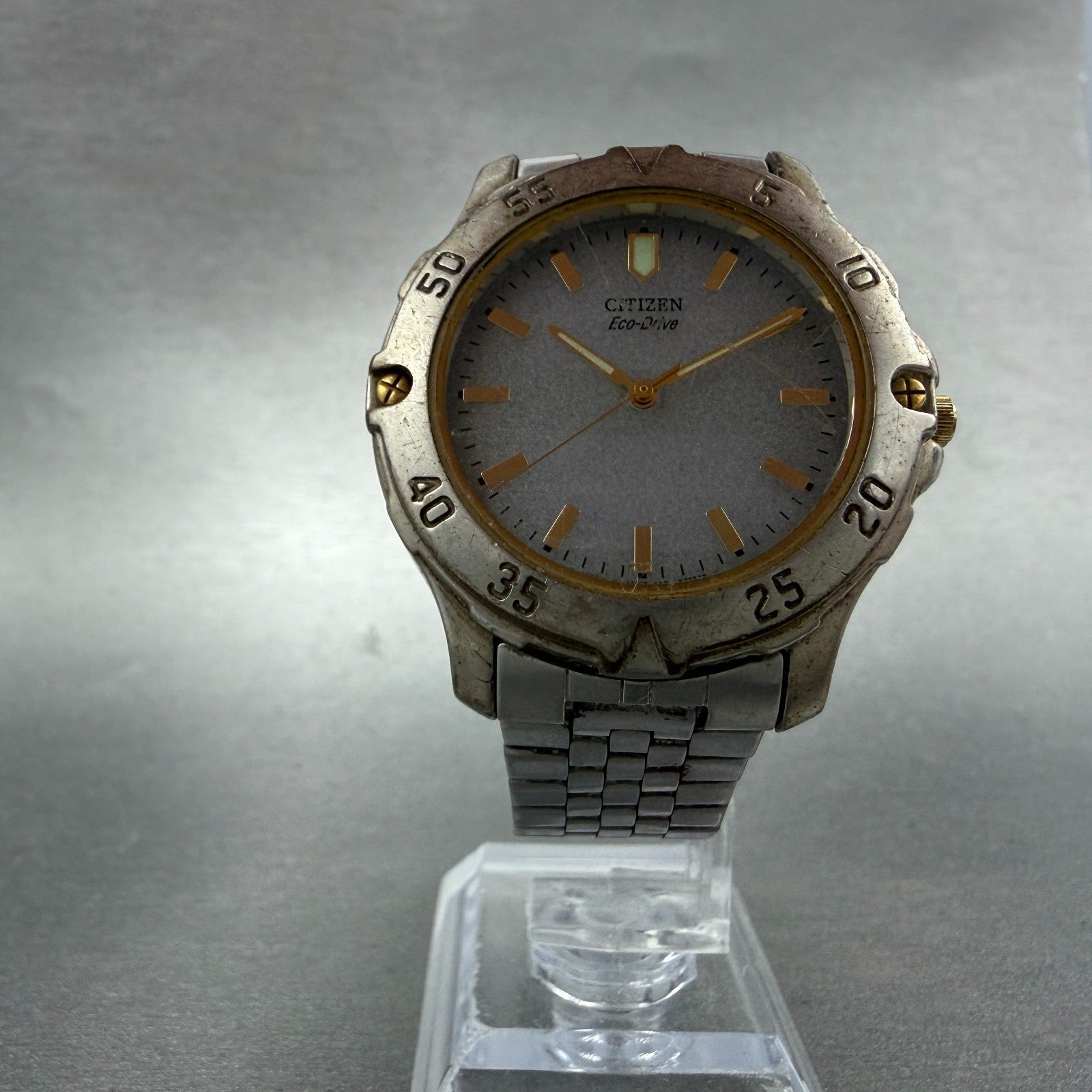 Citizen Eco-Drive Watch Men 37mm Gray Dial Two Tone Round 5080-K10760 Runs5