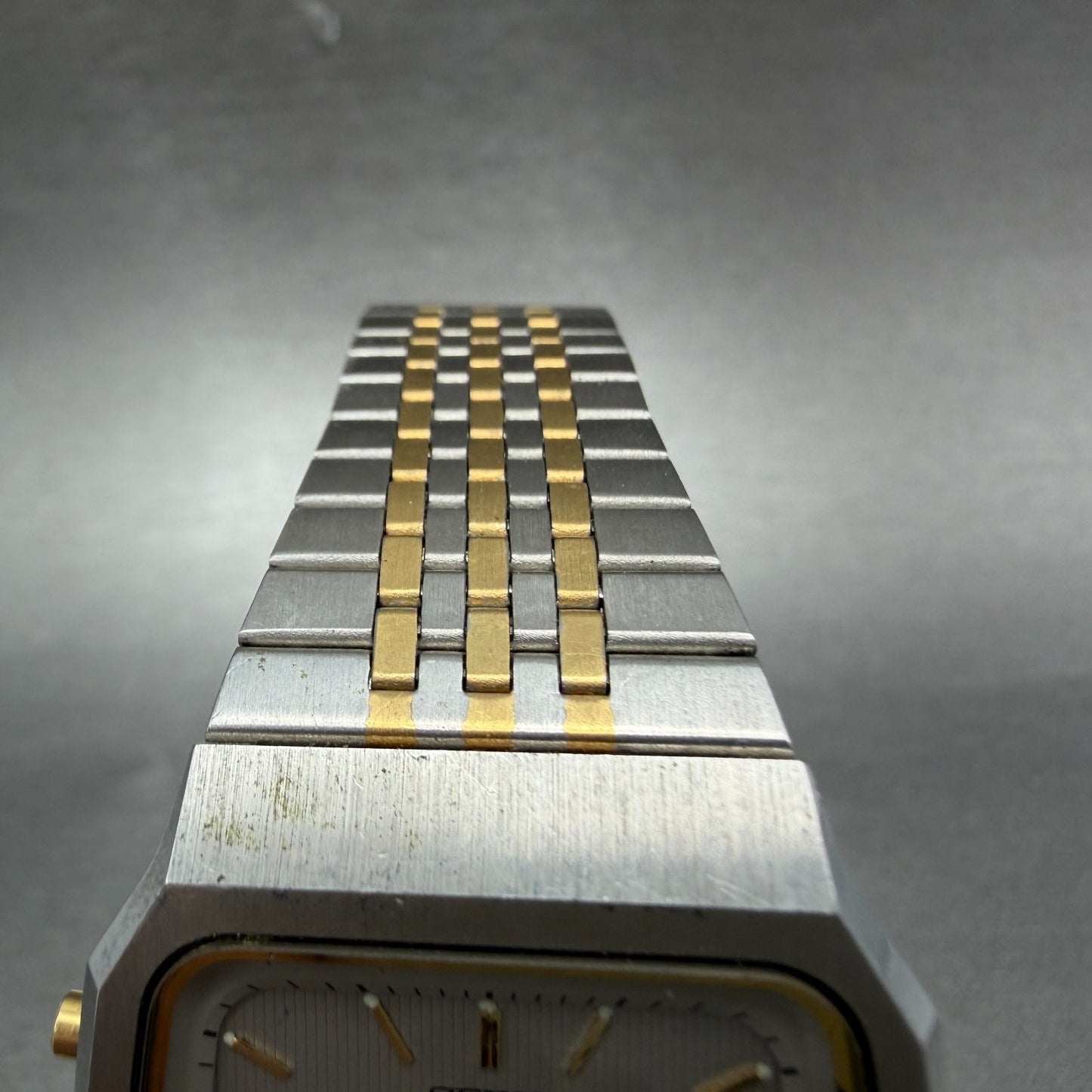 Seiko Analog Digital Watch Men 33mm Gray Dial Two Tone Rectangle H601 NewBat4