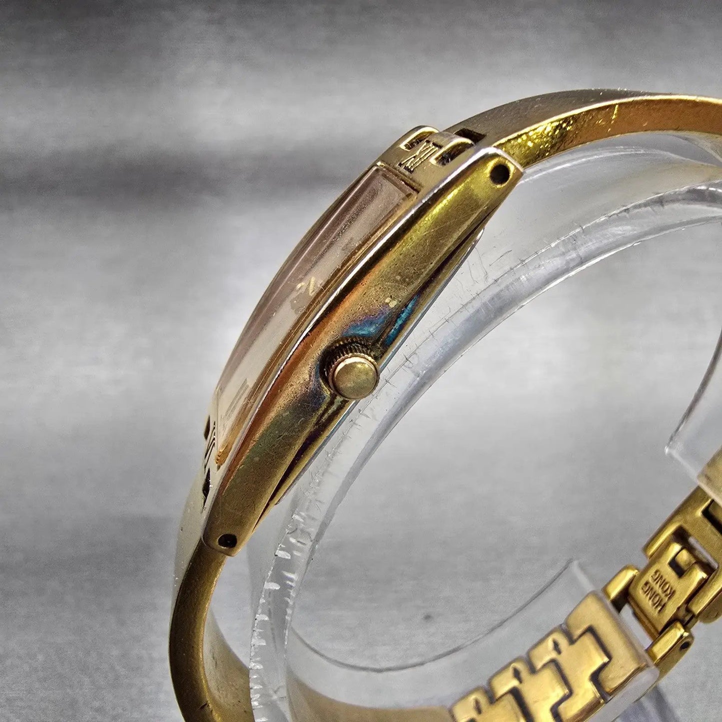 Bulova Watch Women 15mm Champagne Dial Gold Tone Rectangle New Battery 97T462