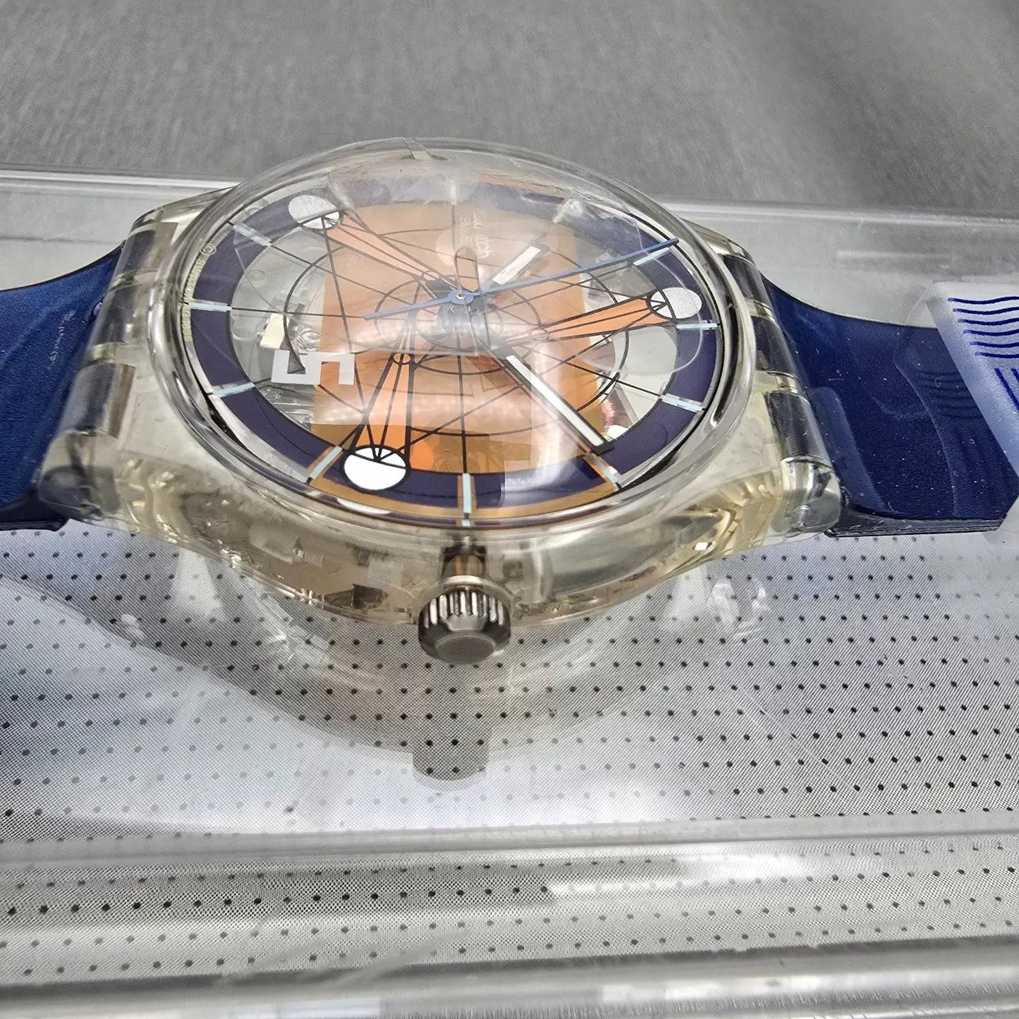 Swatch The Fifth Element Watch Men 34mm Clear Case GK260 New Battery3