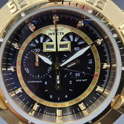 Invicta Sub Aqua Noma III Chronograph Watch Men 50mm Black Dial Gold Tone NewBat1