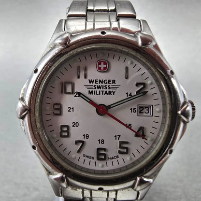 Wenger Swiss Military Watch Women 29mm White Dial Silver Tone Date 79040 New Bat1