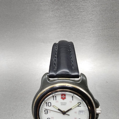 Swiss Army Original Watch men 39mm White Dial Black Tone Date Round  New Battery4