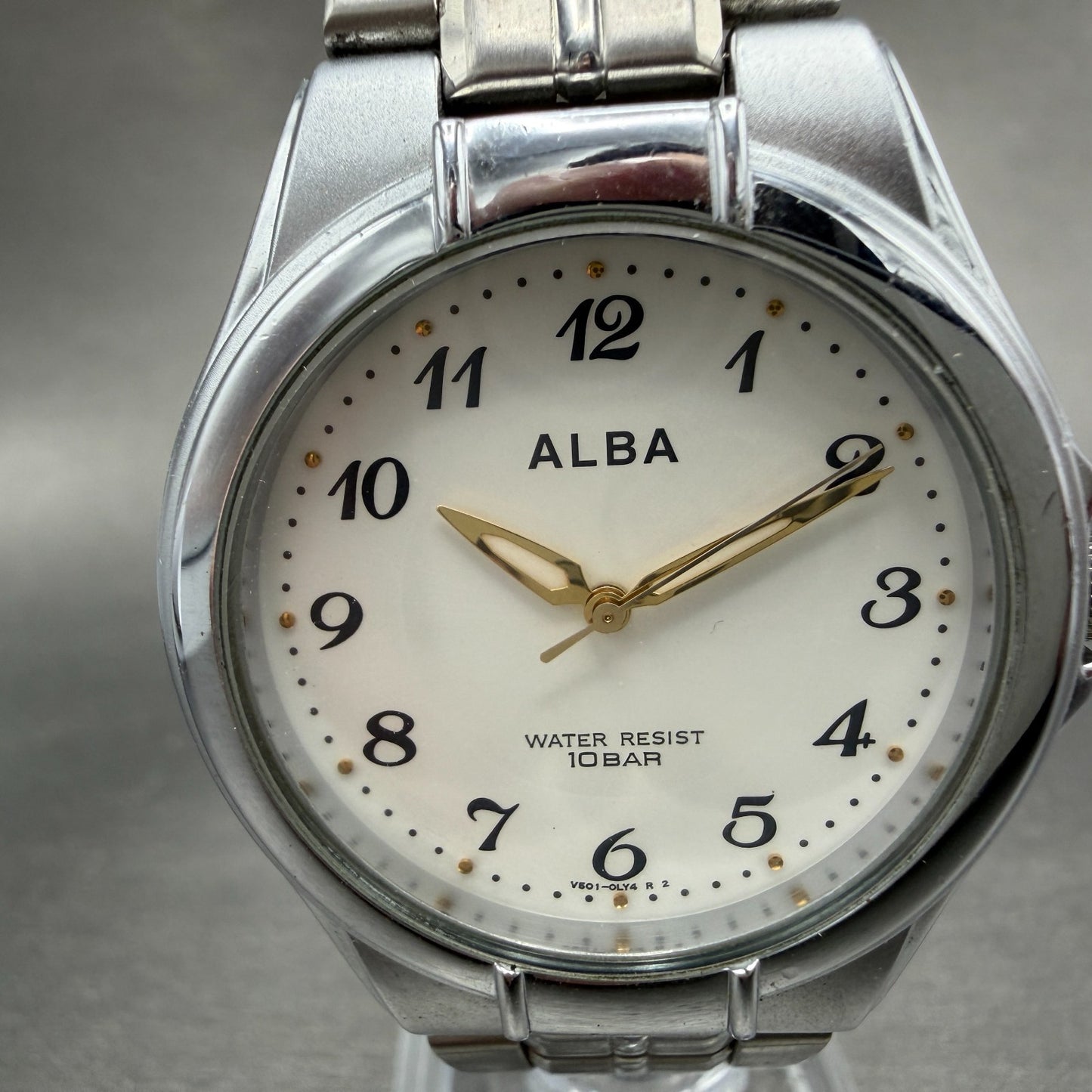 Seiko Alba Watch Men 35mm White Dial Silver Tone Round V501-0DP0 New Battery1