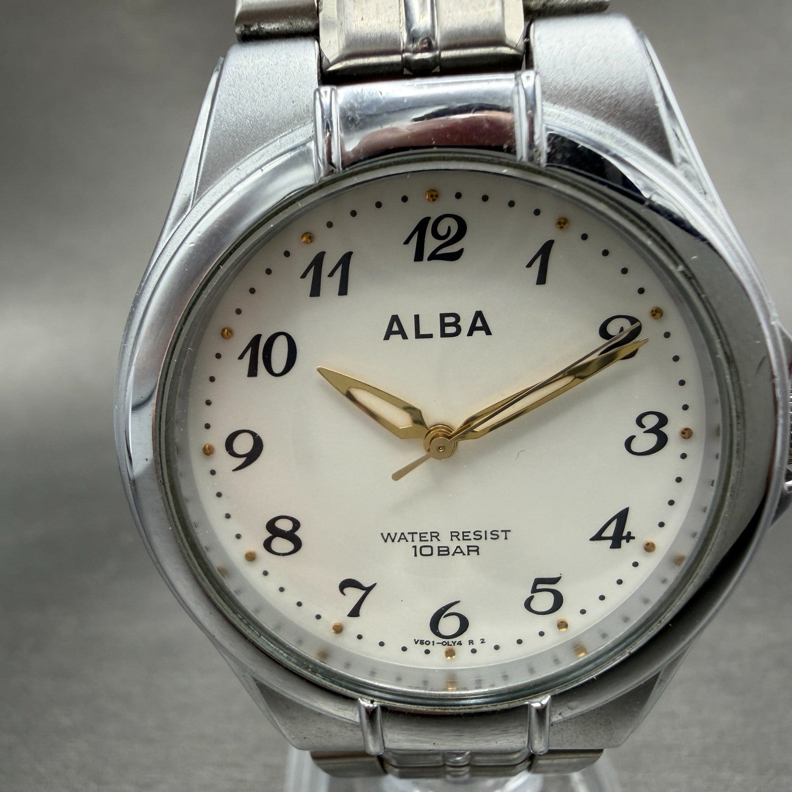 Seiko Alba Watch Men 35mm White Dial Silver Tone Round V501-0DP0 New Battery1