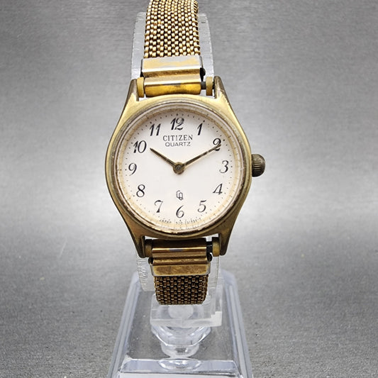 Citizen CQ Watch Women 23mm White Dial Gold Tone Round 4751574 New Battery0
