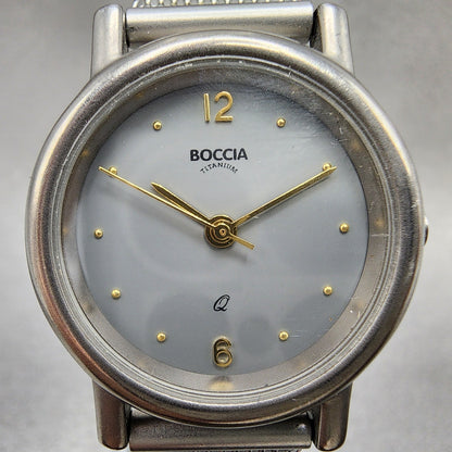 Boccia Titanium Watch Women 28mm Gray Dial Gray Tone Round Mesh Band New Battery1