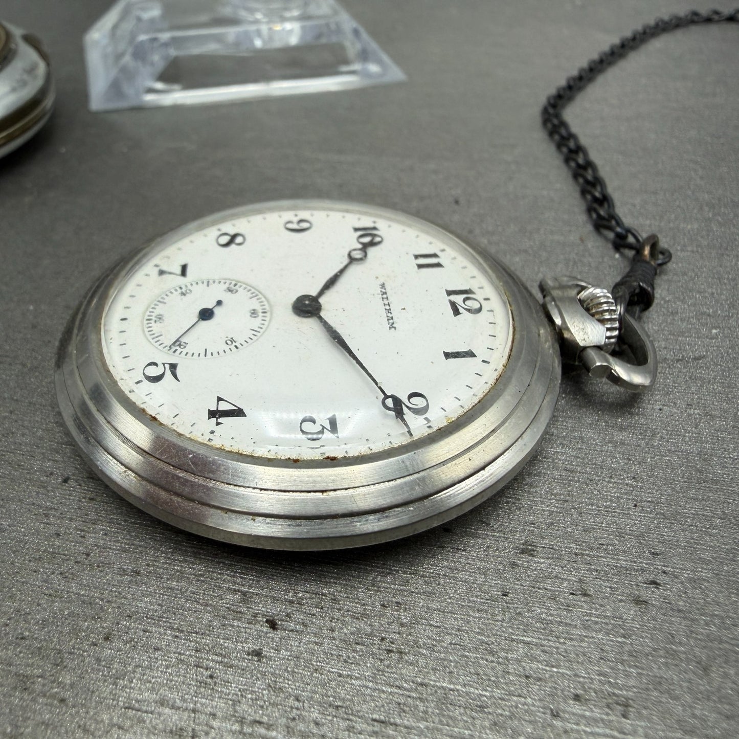 Waltham Pocket Watch 47mm White Dial Silver Tone Grade 220 Manual Wind PARTS!!!!4