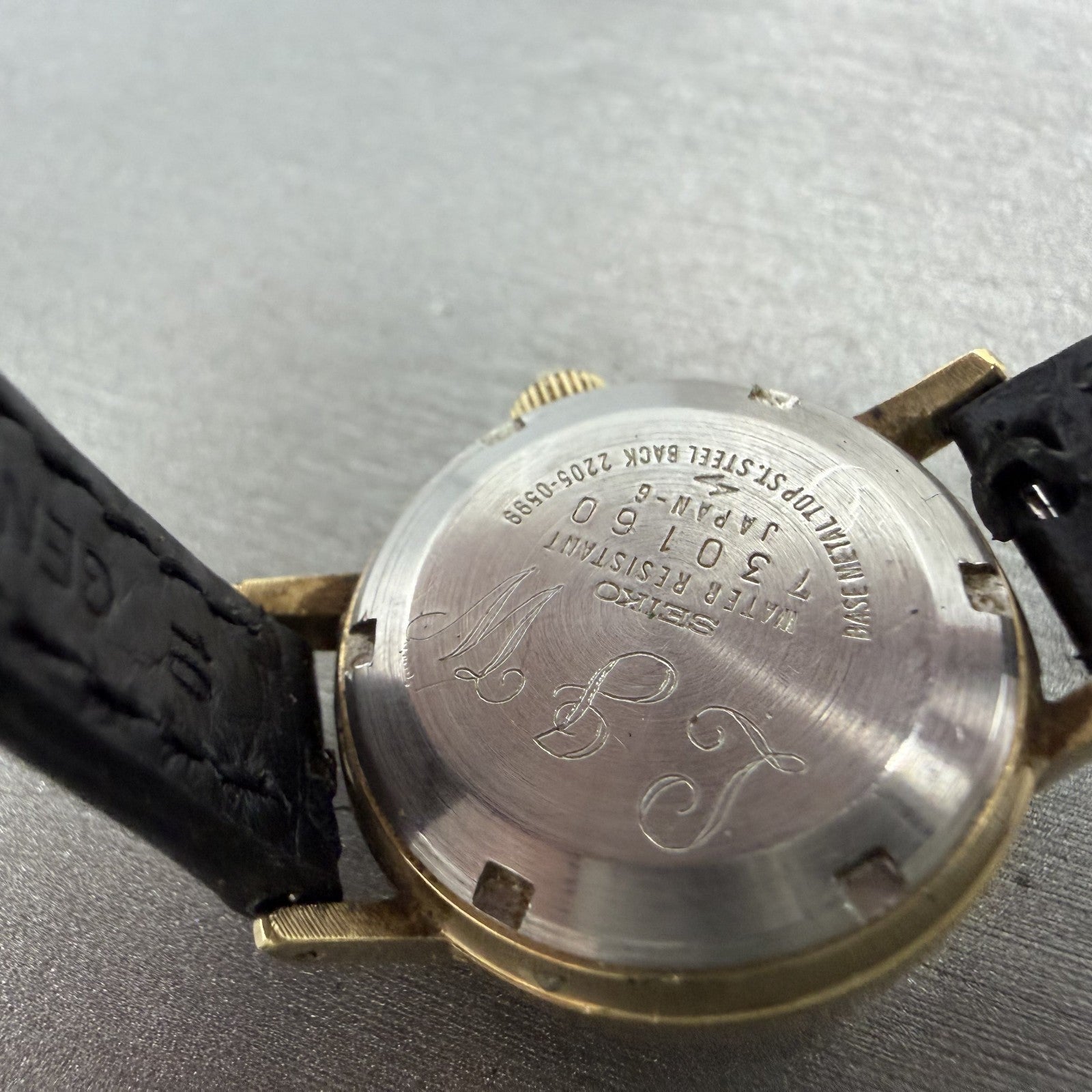 Seiko Automatic Watch Women 24mm Champagne Dial Gold Tone Date 2205-0599 READ!!!9