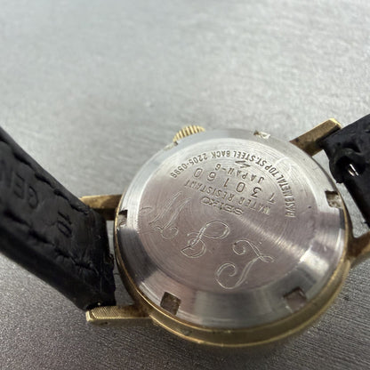 Seiko Automatic Watch Women 24mm Champagne Dial Gold Tone Date 2205-0599 READ!!!9