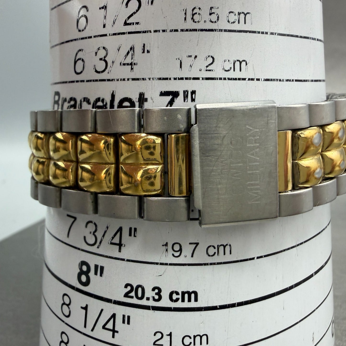 HW Swiss Military Dive Watch Men 37mm Gold Dial Two Tone Date Round New Battery10