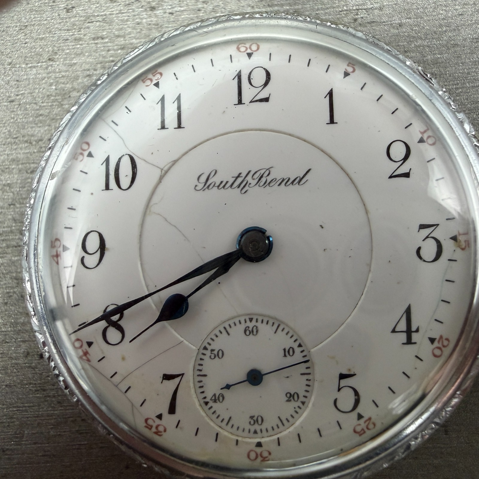 South Bend Pocket Watch White Dial Silver Tone Grade 292 Manual Wind PARTS2