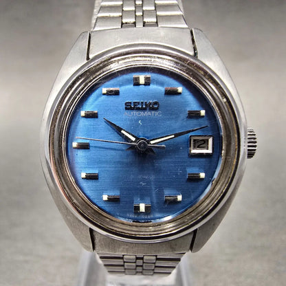 Seiko Automatic Watch Women 25mm Blue Dial Silver Date Round 4205-0170 Runs JP0