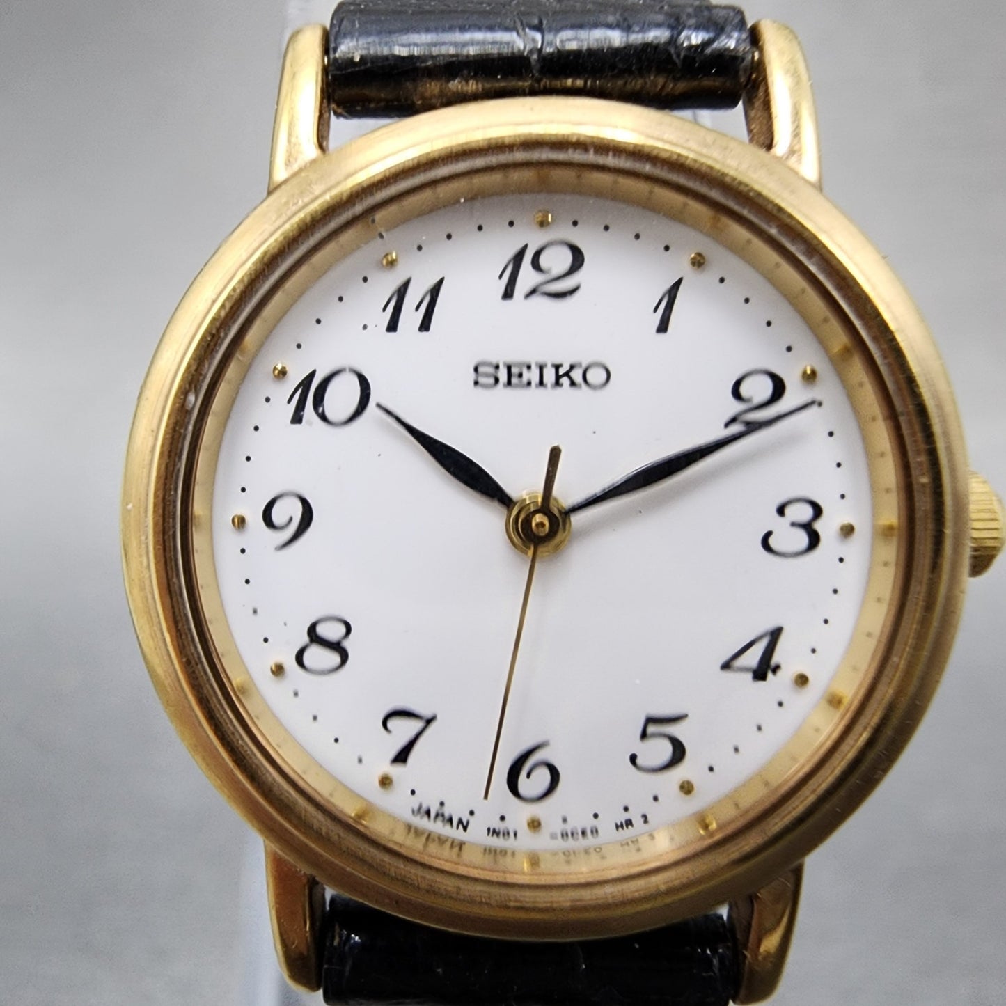 Seiko Watch Women 23mm White Dial Gold Tone Round 1n010ba New Battery1