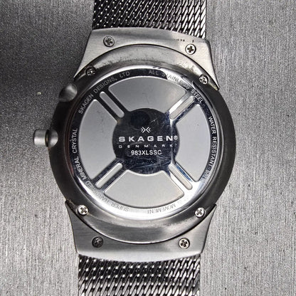 Skagen Watch Men 38mm Gray Dial Stainless Steel Date Round 983XLSSC New Battery10