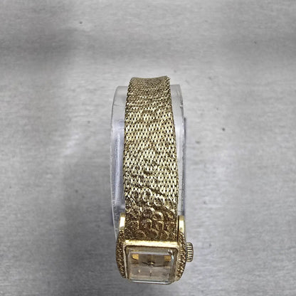 Seiko Watch Women 15mm Gold Dial Gold Tone Rectangle 11-3189 Vintage Works4