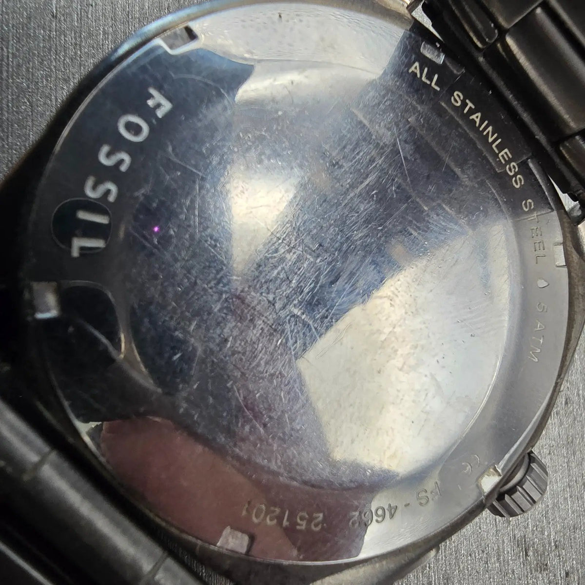 Fossil Machine Watch Men 45mm Black Dial Gray Tone Chrono Date FS4662 New Batt10
