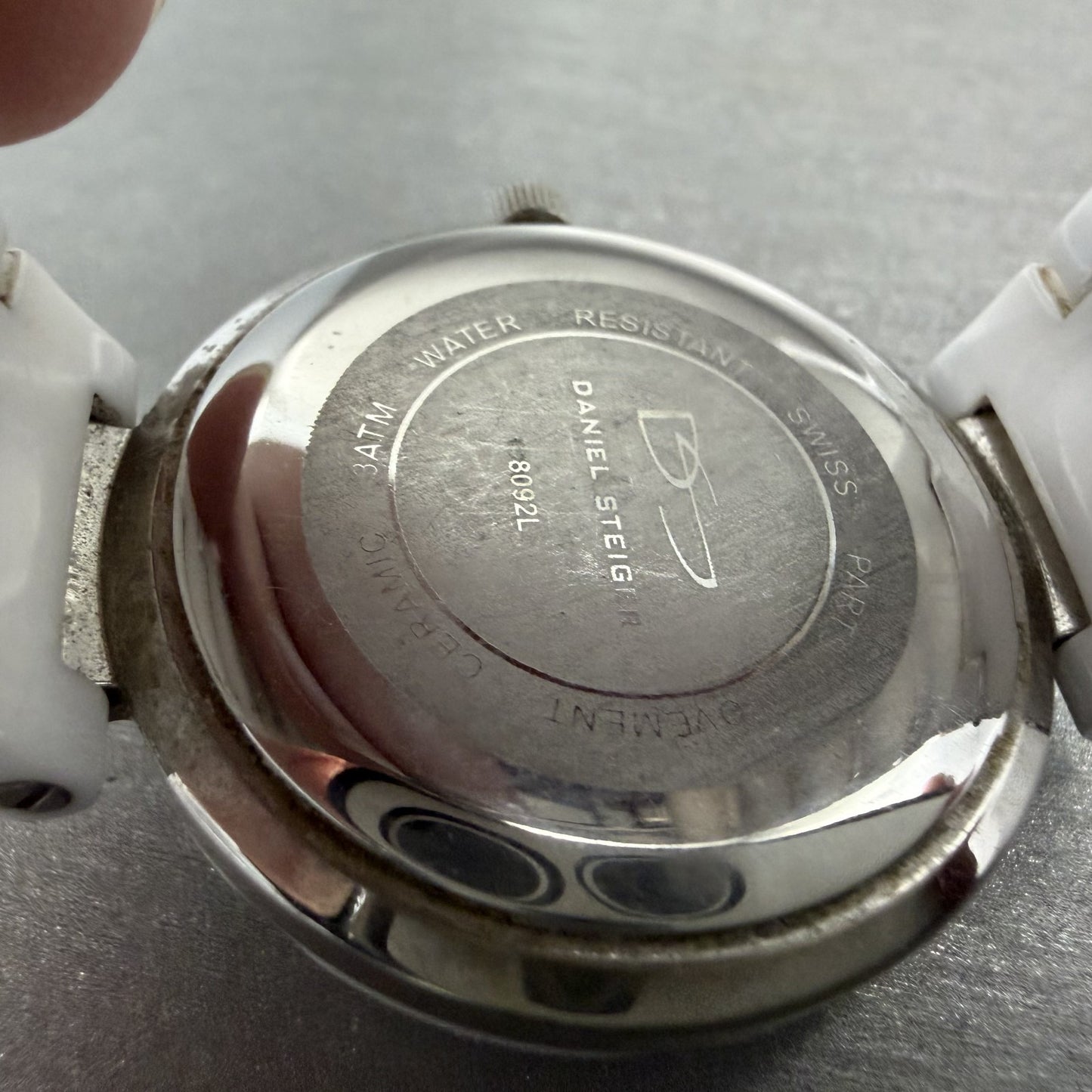Daniel Steiger Watch Women 35mm White Dial Steel Ceramic Date 8092L New Battery9