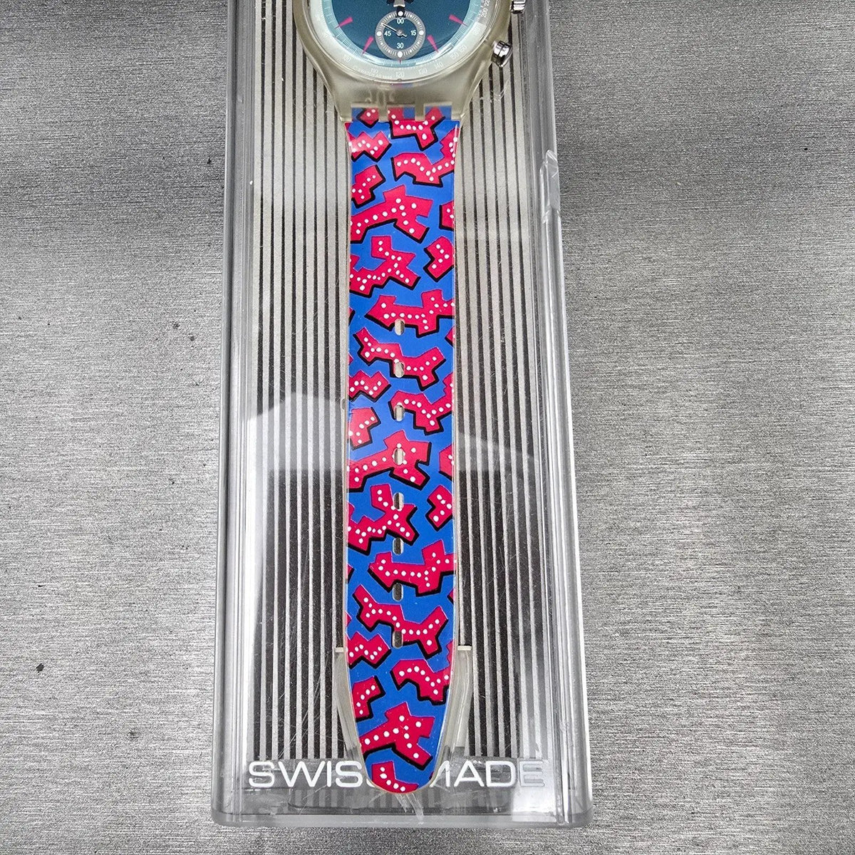 Swatch Chrono Wild Card Watch Men 37mm Blue Dial Clear Case SCK100 New Batt NOS3