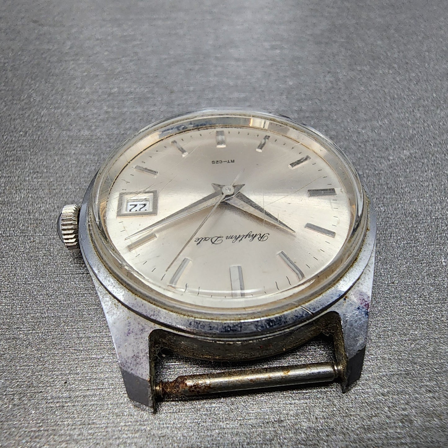 Citizen Rhythm Date Manual Watch Men 33mm Silver Dial Silver Tone Date Runs4