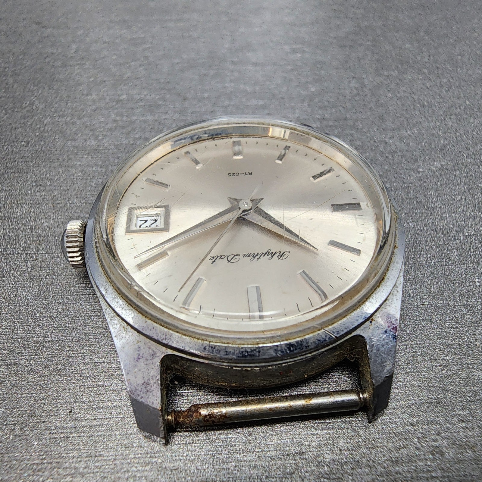 Citizen Rhythm Date Manual Watch Men 33mm Silver Dial Silver Tone Date Runs4