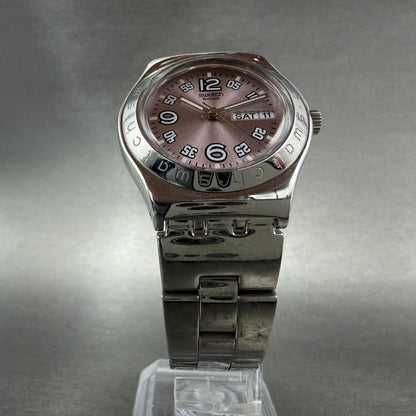 Swatch Irony Ciel Clair Watch Women 33mm Pink Dial Steel Daydate Round New batt5