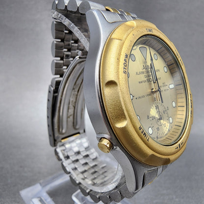 Seiko ALBA Chronograph Watch Men 39mm Champagne Dial Two Tone Round New Battery