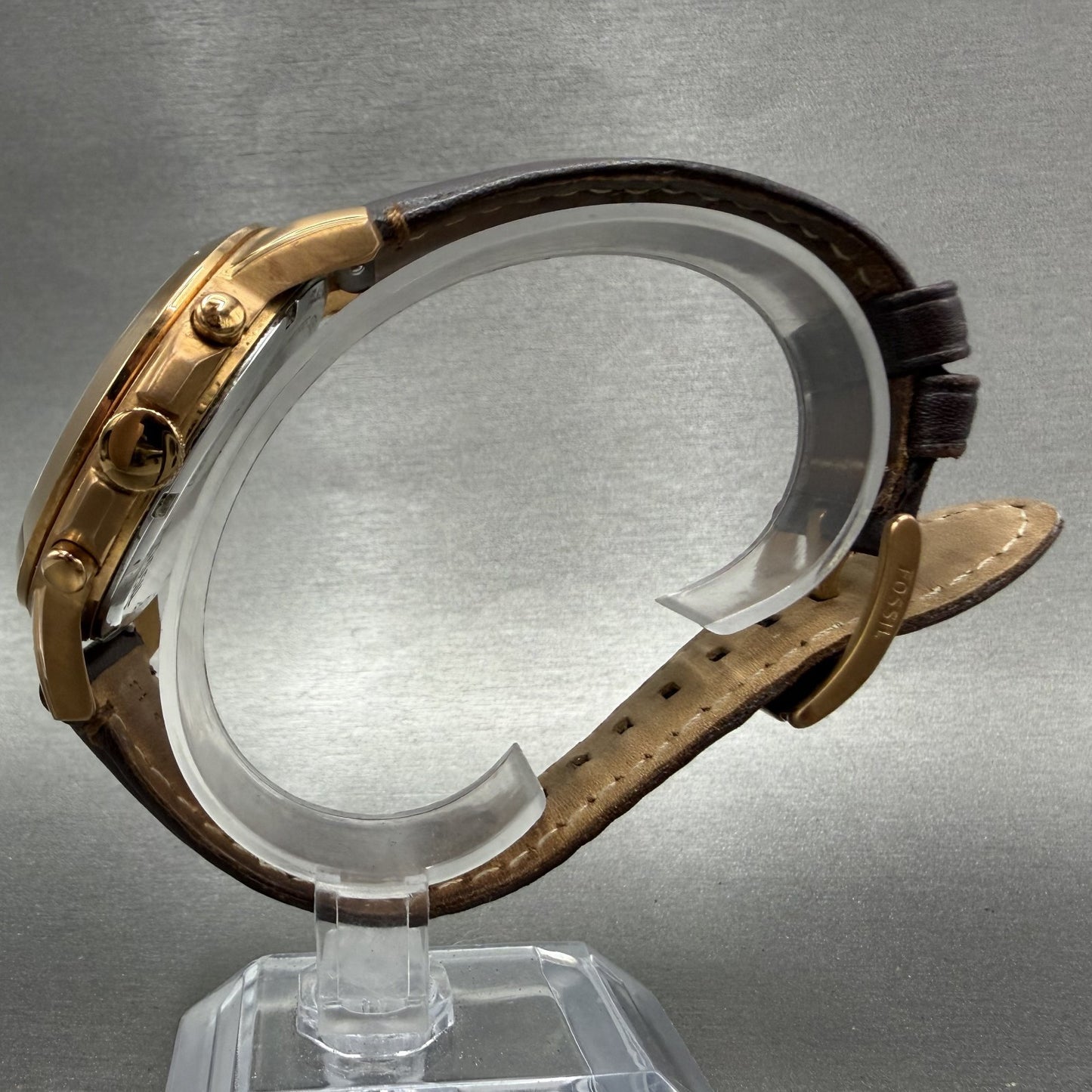 Fossil Grant Chronograph Watch Men 44m Cream Dial Rose Gold FS4991 New Battery6