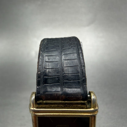 Seiko Tank Watch Women 19mm Black Dial Gold Tone Rectangle 1400-524F New Battery4