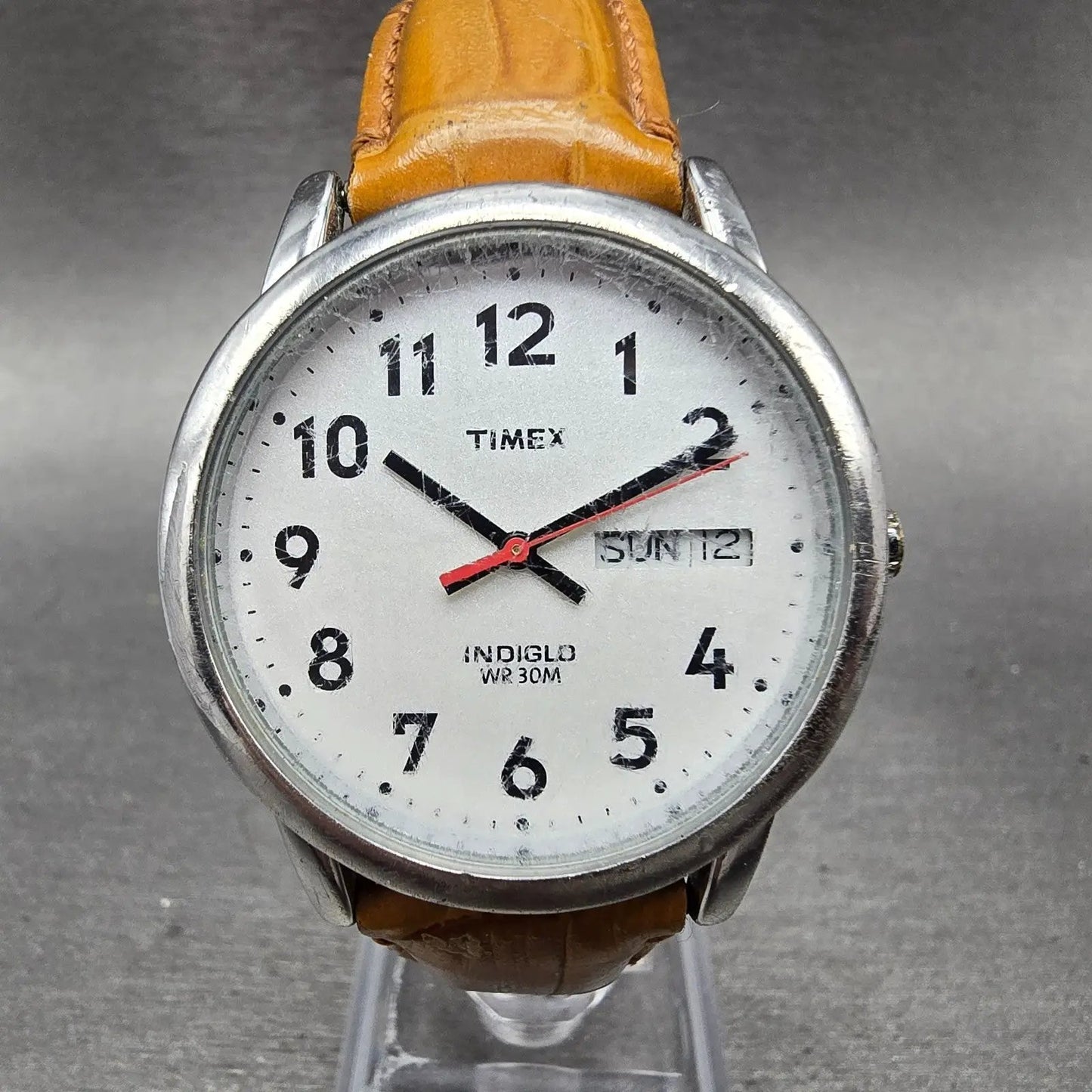 Timex Easy Reader Watch Men 35mm Silver Dial Silver Tone Daydate New Battery0