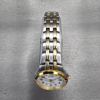 Citizen Eco-Drive Watch Women 26mm White Dial Two Tone Date E011-S064911 Works4