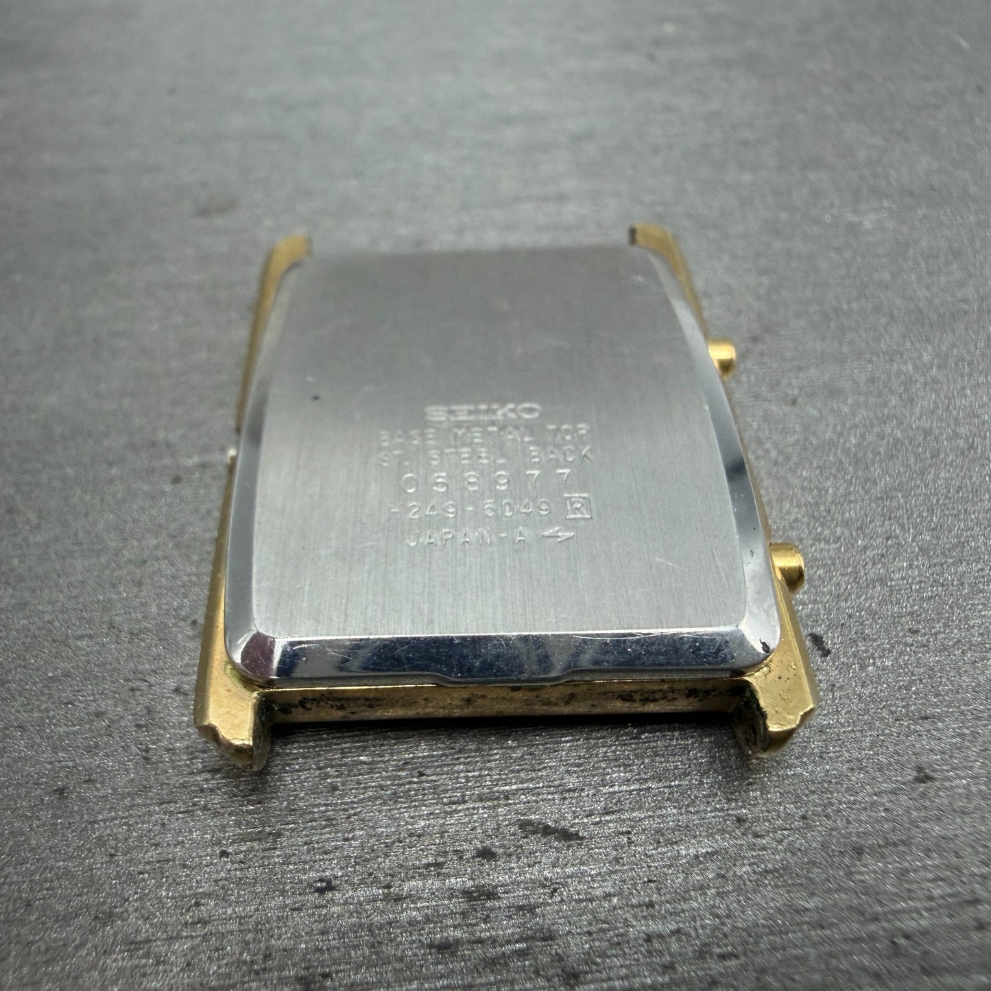 Seiko H249-5049 Watch Case Gold Tone Analog Digi Rectangle 27mm W/Crystal VTG7