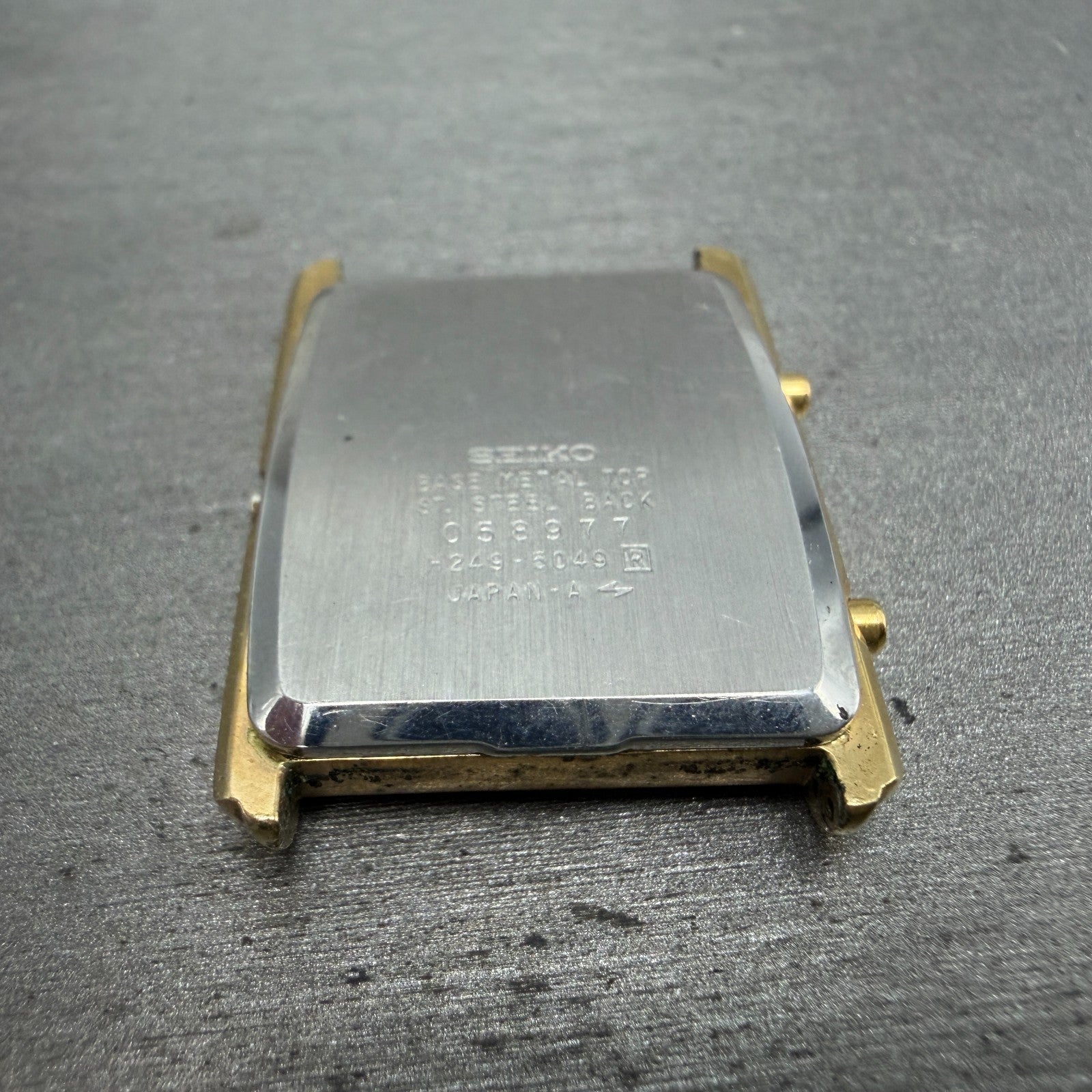 Seiko H249-5049 Watch Case Gold Tone Analog Digi Rectangle 27mm W/Crystal VTG7