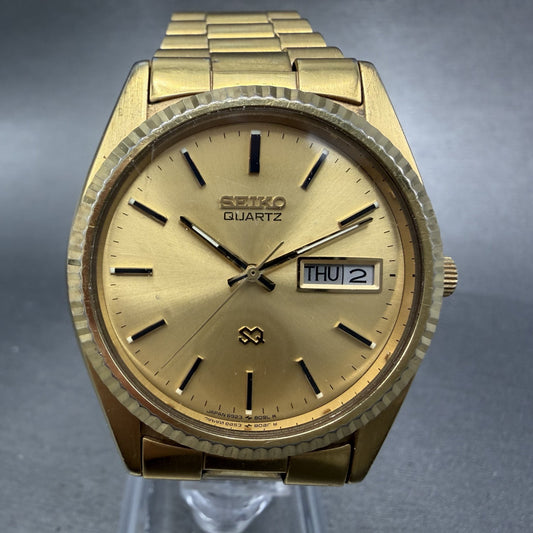 Seiko SQ President Watch Men 36mm Champagne Dial Gold Tone 6923-8080 New Battery0