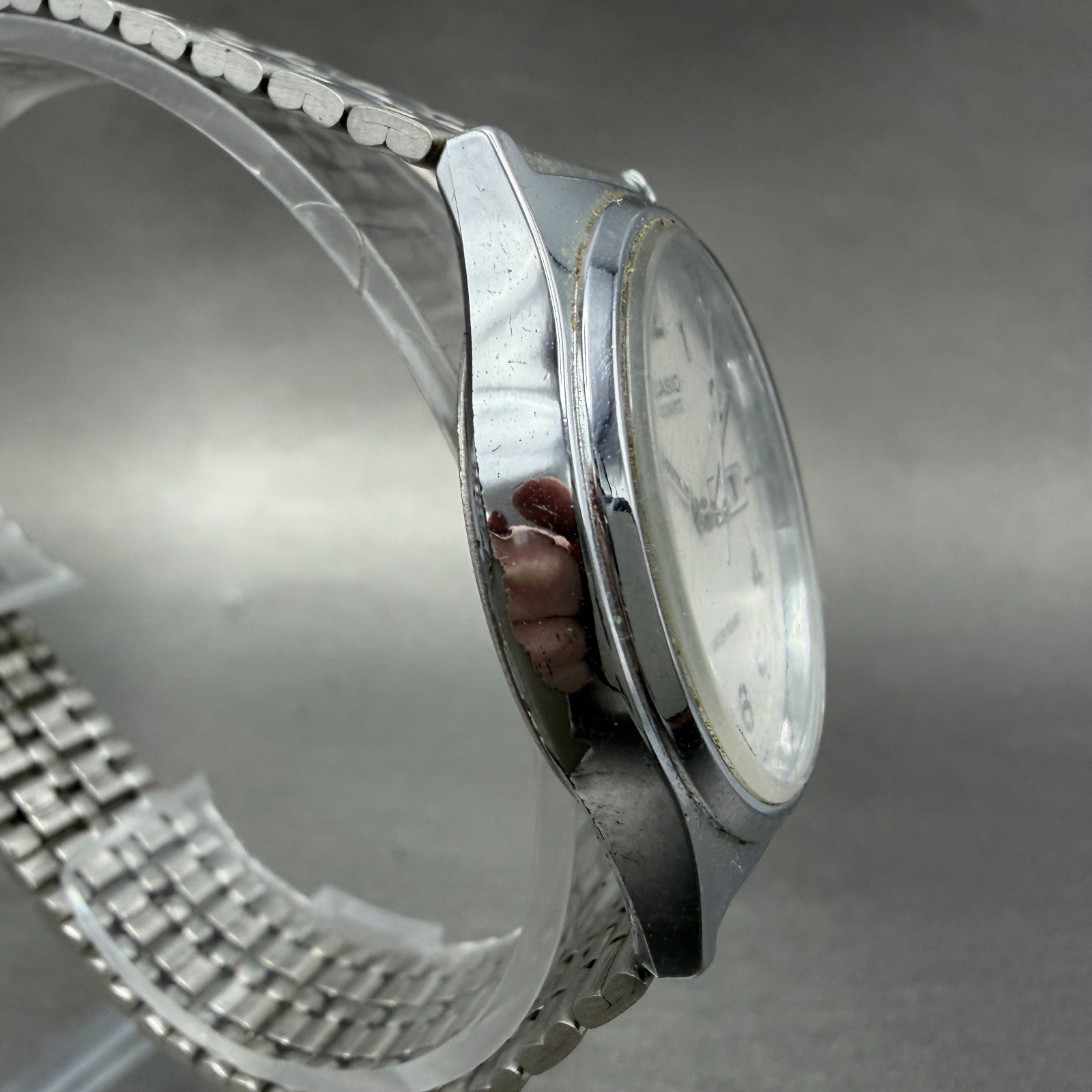 Casio MQ-514 Watch Men 33mm Silver Dial Silver Tone Round Daydate New Battery AD4