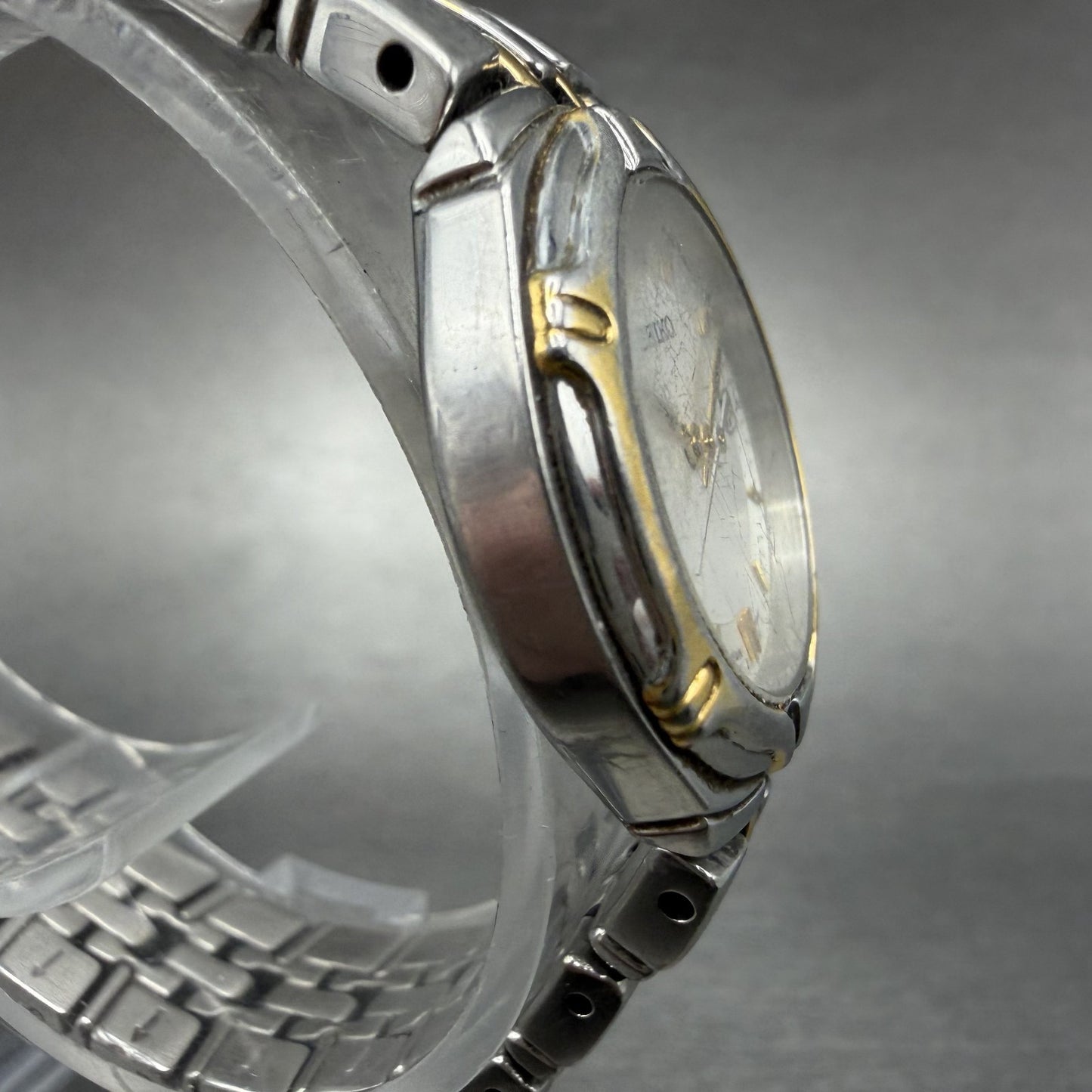 Seiko Watch Women 26mm Silver Dial Two Tone Date Round 7n82-0at0 New Battery JMO3