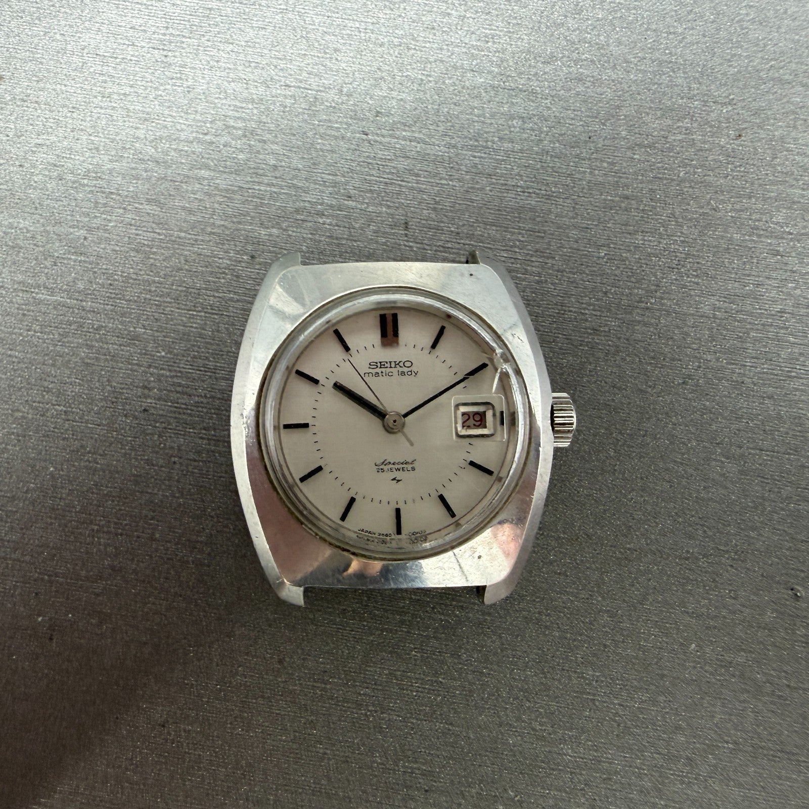 Seiko Matic Lady Special Watch Women 25mm Silver Dial Steel Date 2565-0010 PARTS0
