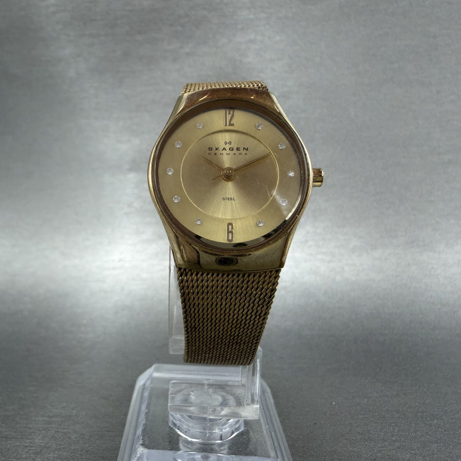 Skagen Watch Women 25mm Champagne Dial Gold Tone Round 893XSGG New Battery5