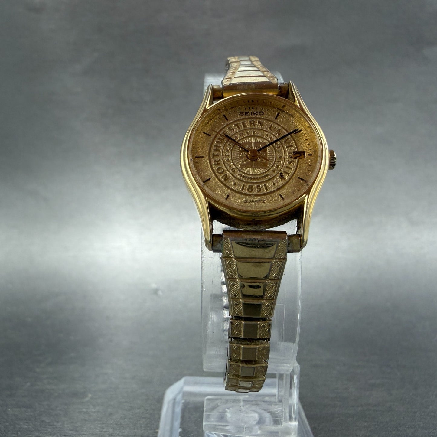 Seiko Watch Women 22mm Champagne Dial Gold Tone Date Round 2A22-0229 New Battery5