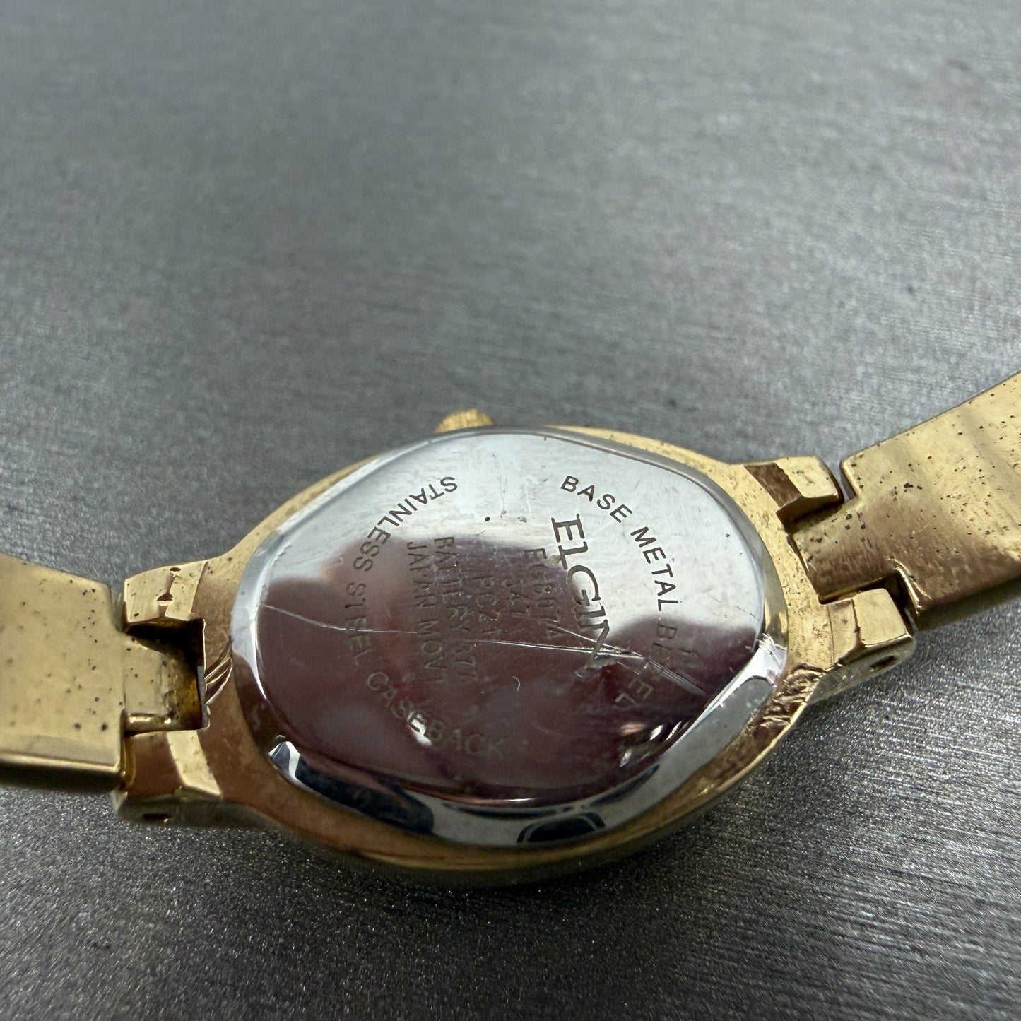 Elgin Watch Women 18mm MOP Dial Gold Tone Oval EG8074 Diamond New Battery ABC9