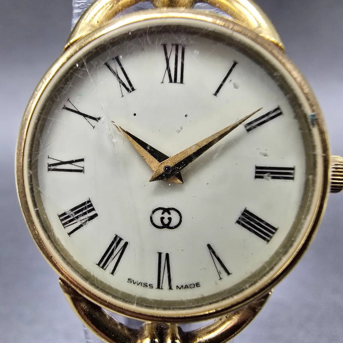 Gucci 6000L Watch Women 23mm Cream Dial Gold Plated Round VTG PARTS2