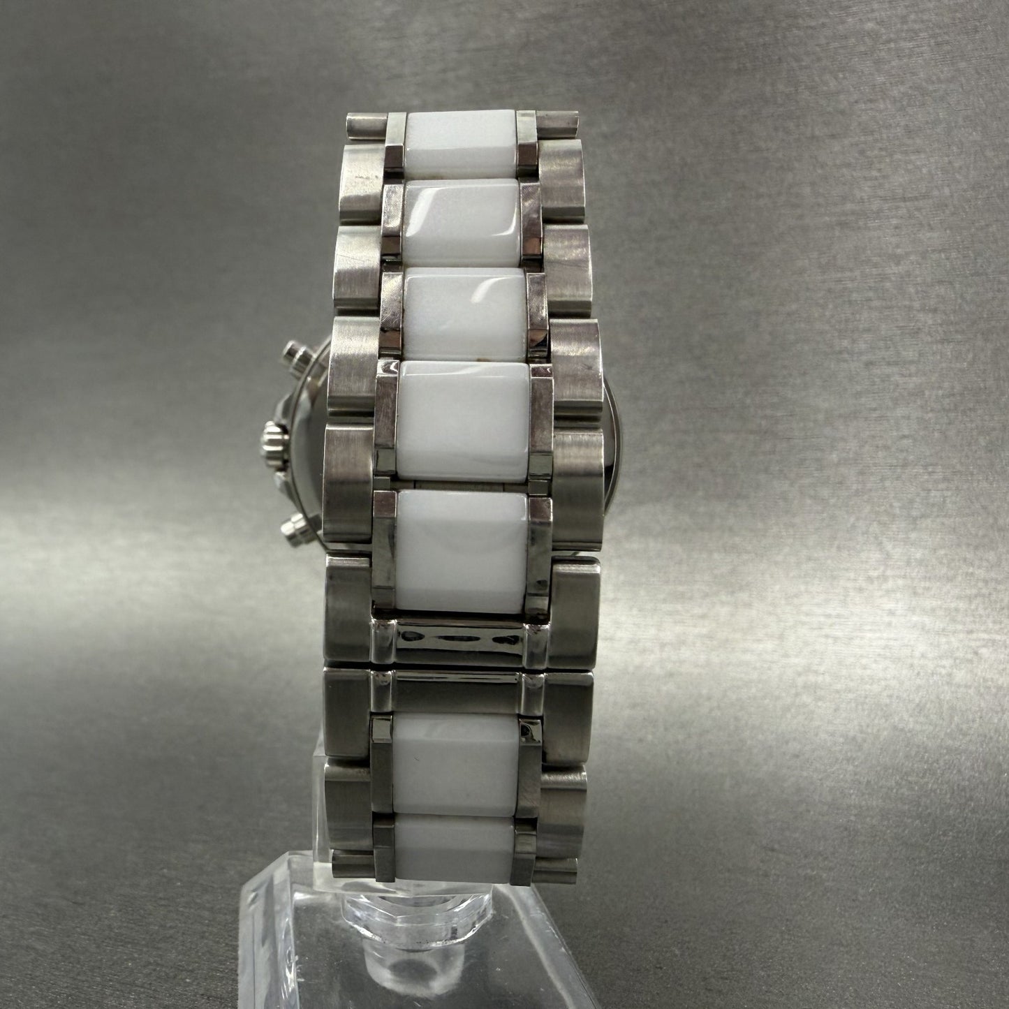 Bulova Chronograph Watch Women 40mm White Dial Silver Tone 98P125 New Battery6