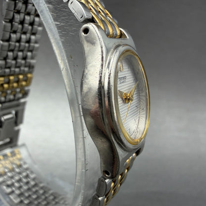 Seiko Watch Women 18mm White Dial Two Tone Oval V401-5228 New Battery Vintage AP3