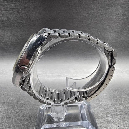 Seiko SQ Watch Men 37mm Black Dial Silver Tone Daydate Round 7546-8049 New Batt6