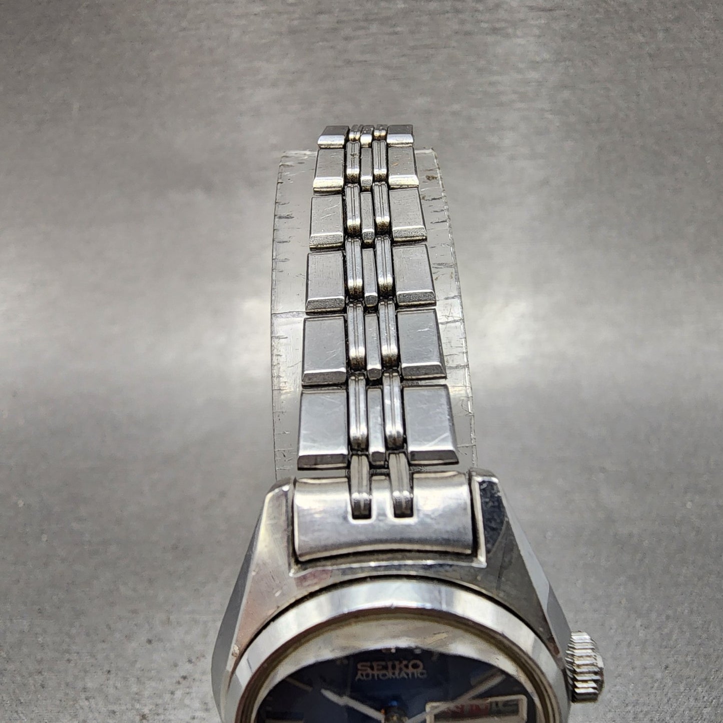 Seiko Automatic Watch Women 24mm Blue Dial Silver Tone Daydate READ!!!!!!!! Runs4