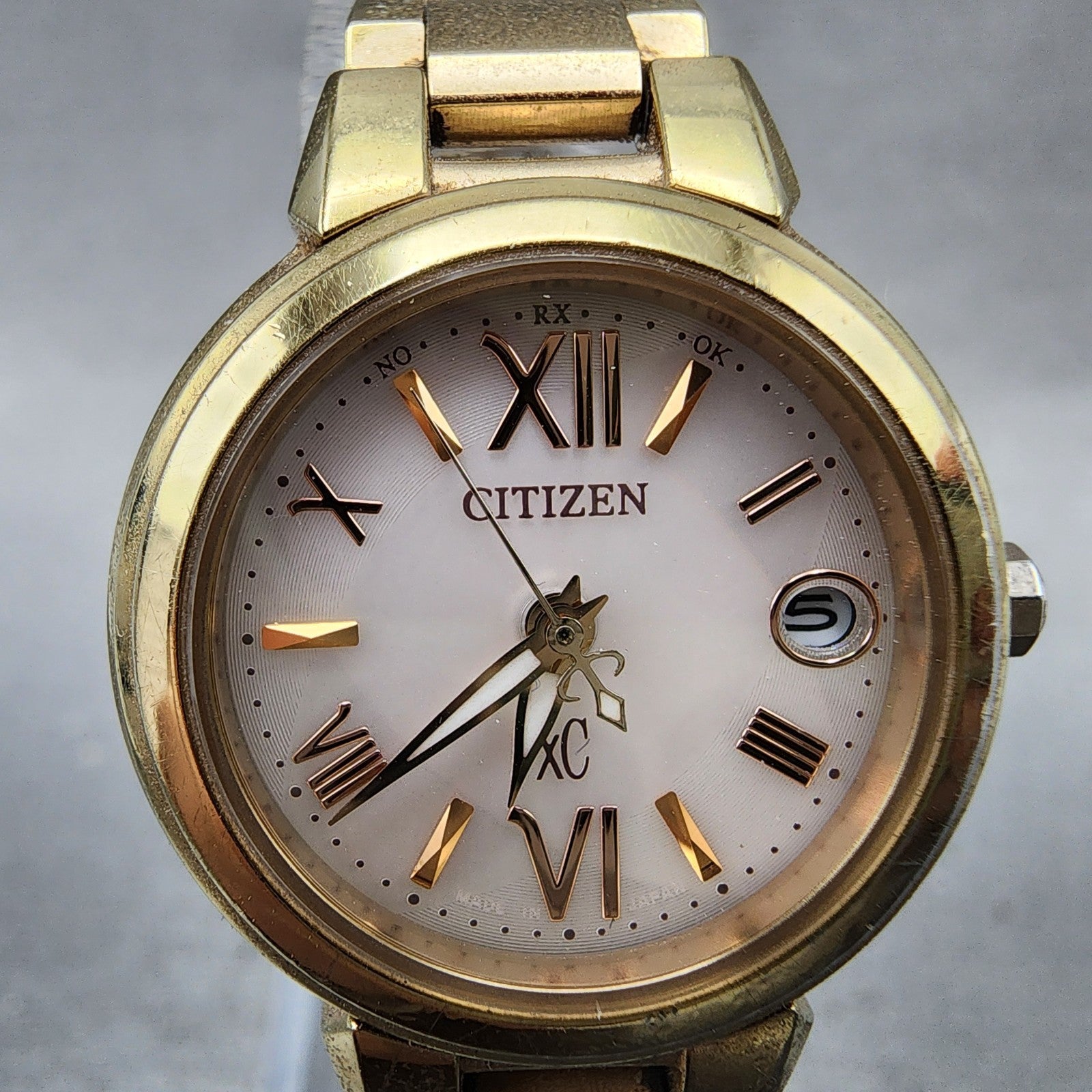 Citizen EcoDrive Xc Watch Women 25mm Pink Dial Gold Tone Runs H058T0165612