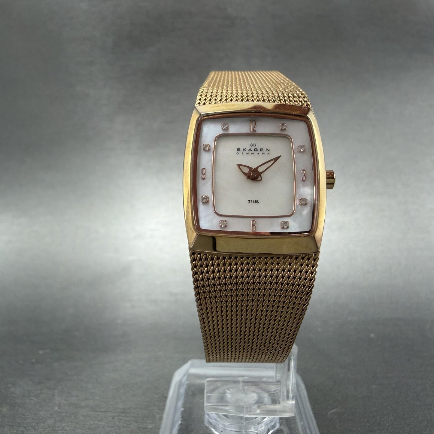 Skagen Tank Watch Women 21mm MOP Dial Rose Gold Rectangle 380XSRR1 New Battery5