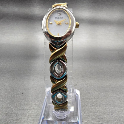 Bulova Watch Women 17mm MOP Dial Gold Tone Oval Diamond 83P24 New Battery5