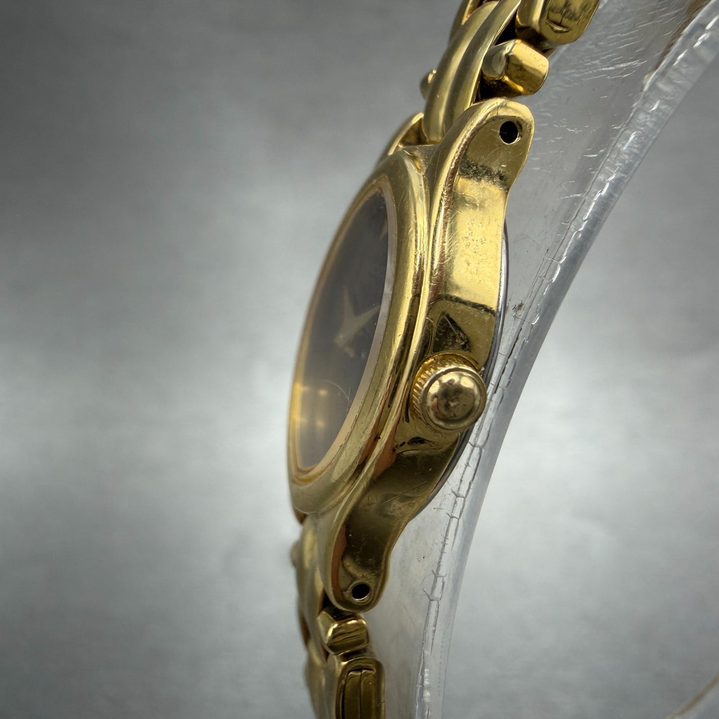 Seiko Watch Women 17mm Black Dial Gold Tone Oval V400-5588 New Battery Vintage3
